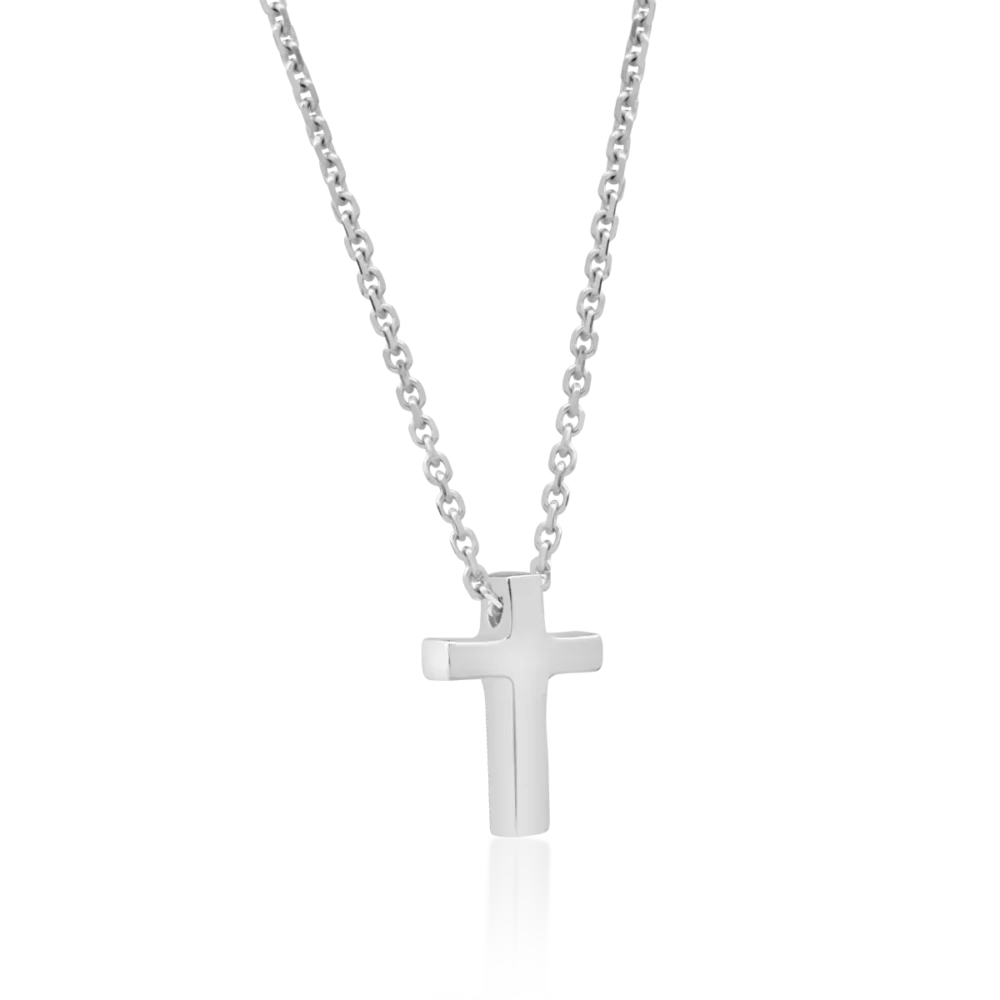 Lant cu pandantiv cruciulita din aur alb - imagine 2