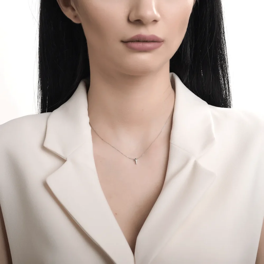 Lant cu pandantiv cruciulita din aur alb - imagine 4