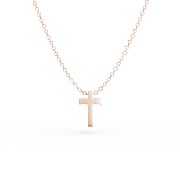 Lant cu pandantiv cruciulita din aur roz