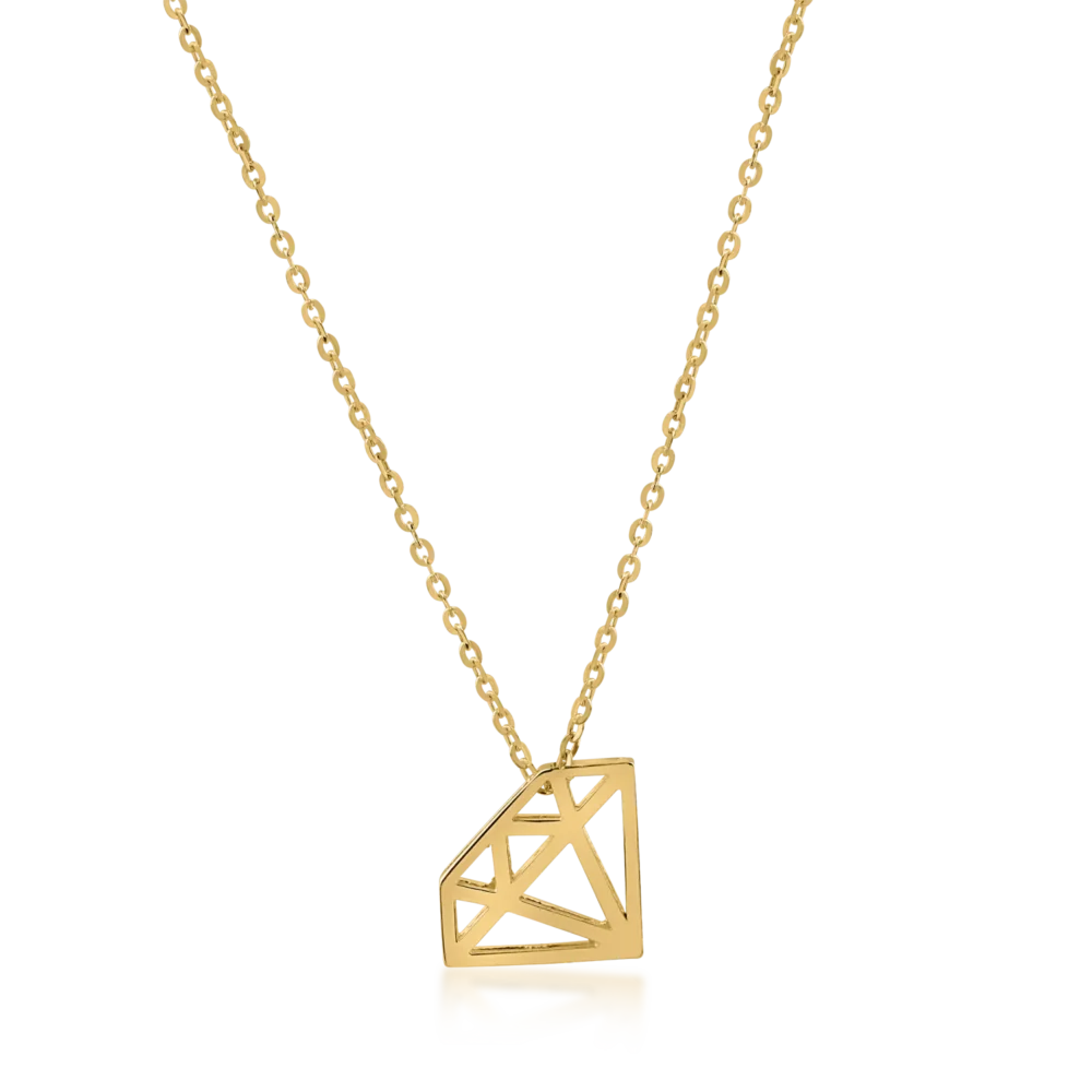 Lant cu pandantiv diamant din aur galben