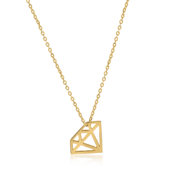 Lant cu pandantiv diamant din aur galben