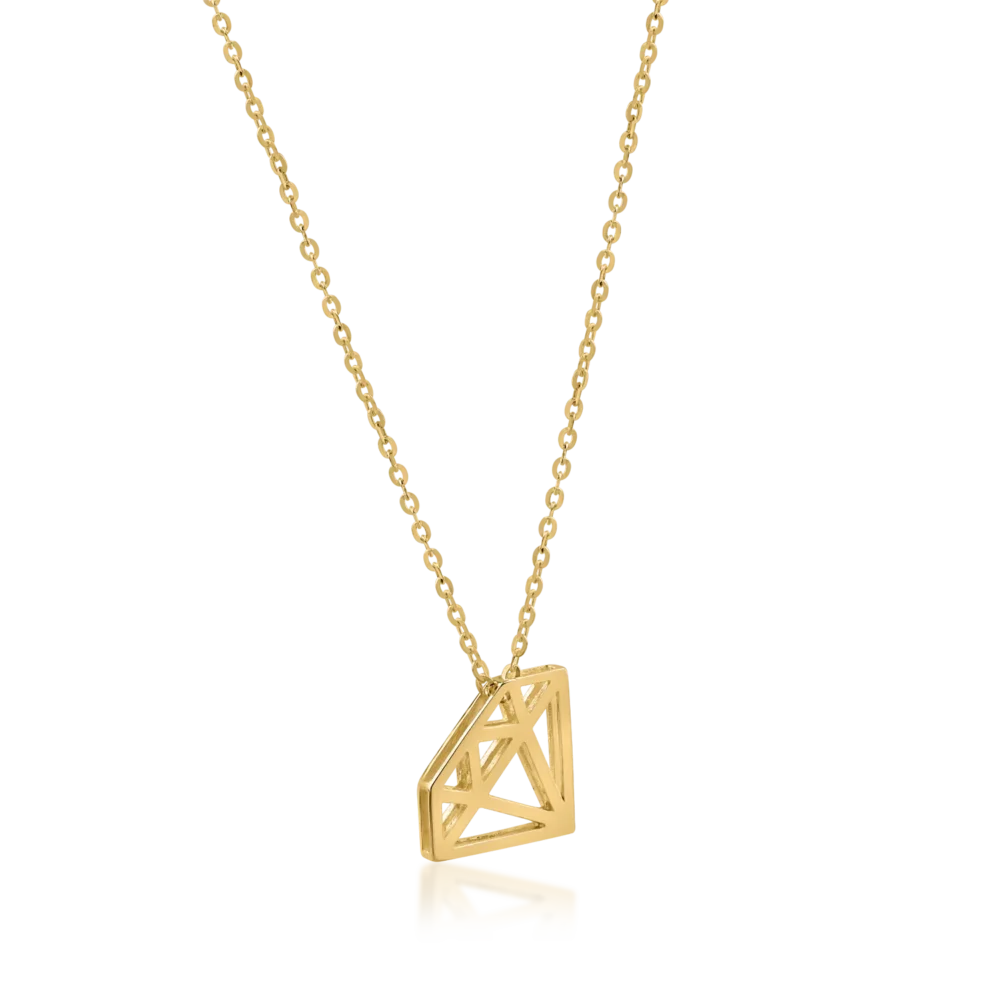 Lant cu pandantiv diamant din aur galben - imagine 2