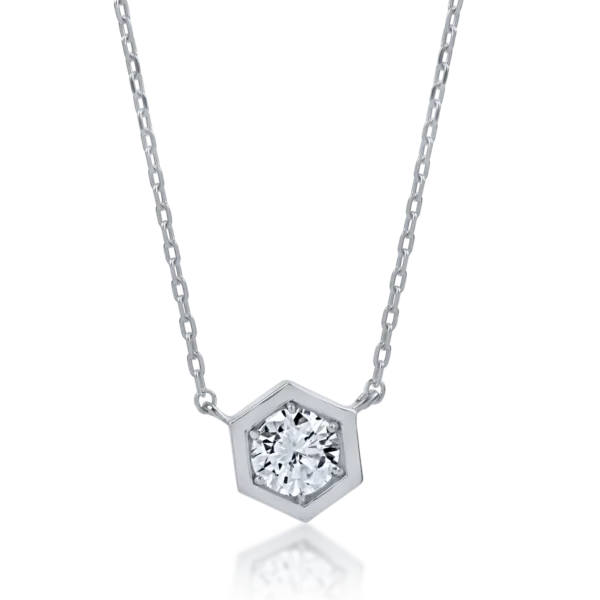 Lant cu pandantiv din aur alb cu diamant de 0.18ct