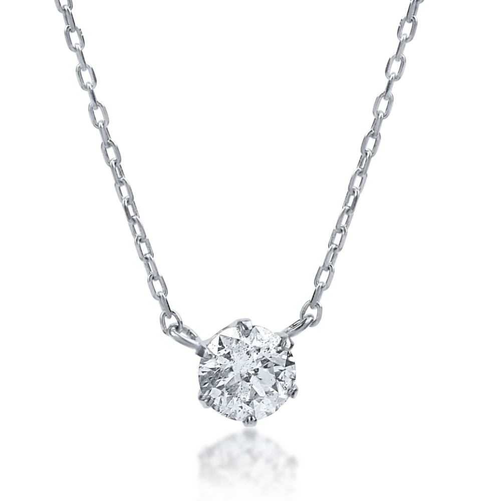 Lant cu pandantiv din aur alb cu diamant de 0.22ct