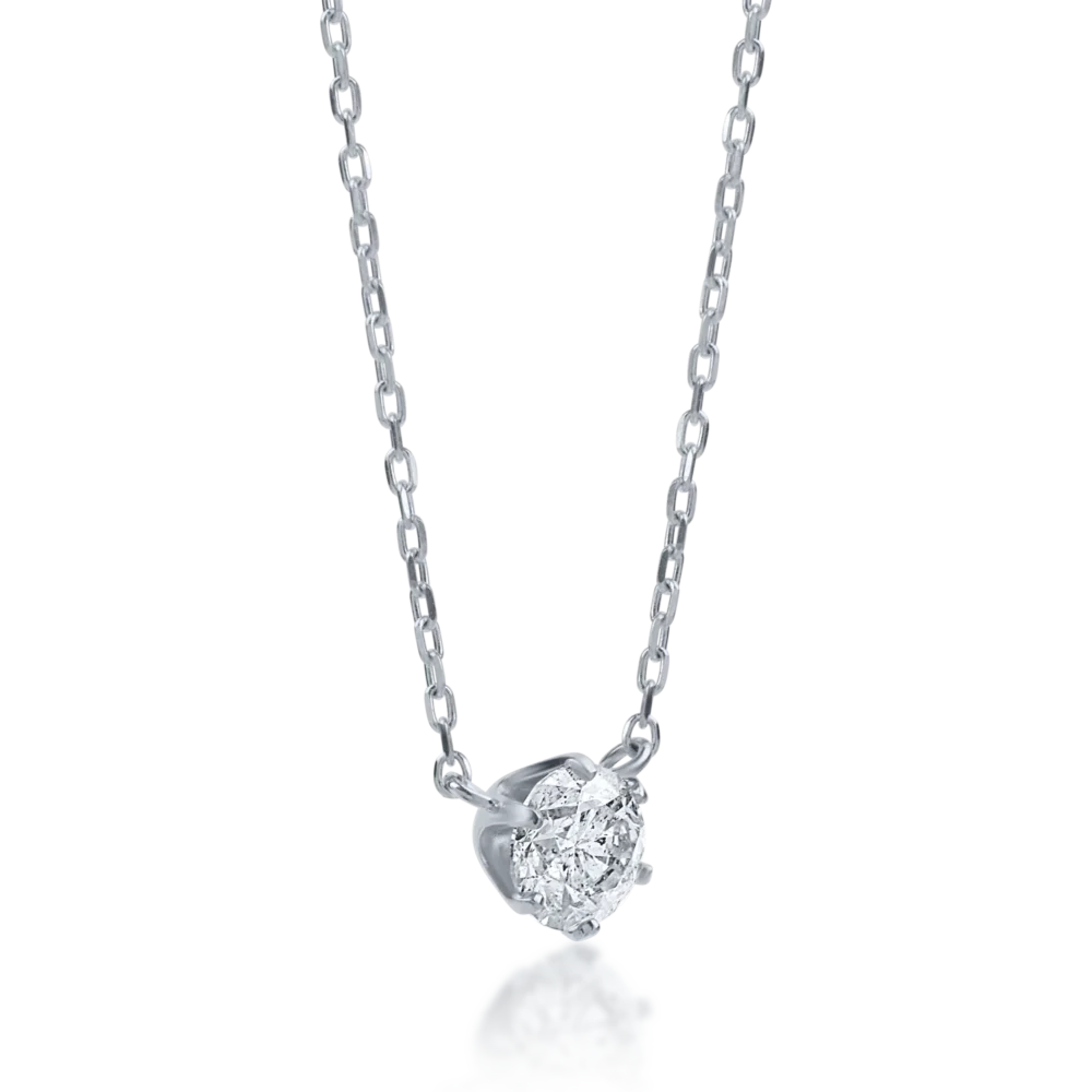 Lant cu pandantiv din aur alb cu diamant de 0.22ct - imagine 2