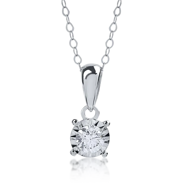 Lant cu pandantiv din aur alb cu diamant de 0.2ct