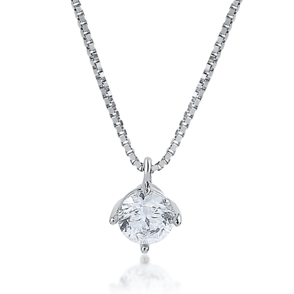 Lant cu pandantiv din aur alb cu diamant de 0.31ct