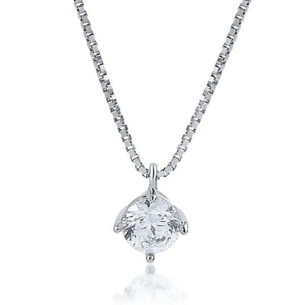 Lant cu pandantiv din aur alb cu diamant de 0.31ct