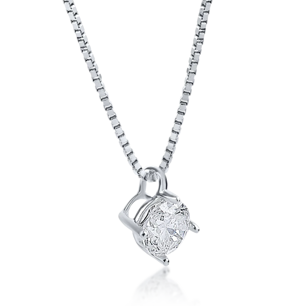 Lant cu pandantiv din aur alb cu diamant de 0.31ct - imagine 2