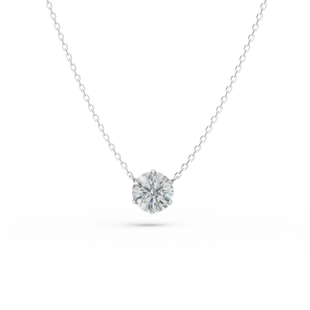 Lant cu pandantiv din aur alb cu diamant de 0.4ct