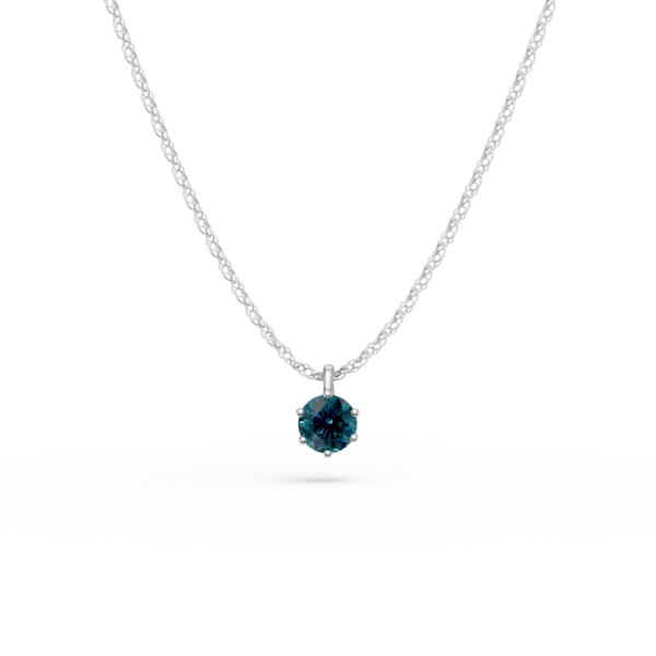 Lant cu pandantiv din aur alb cu diamante albastre de 0.3ct