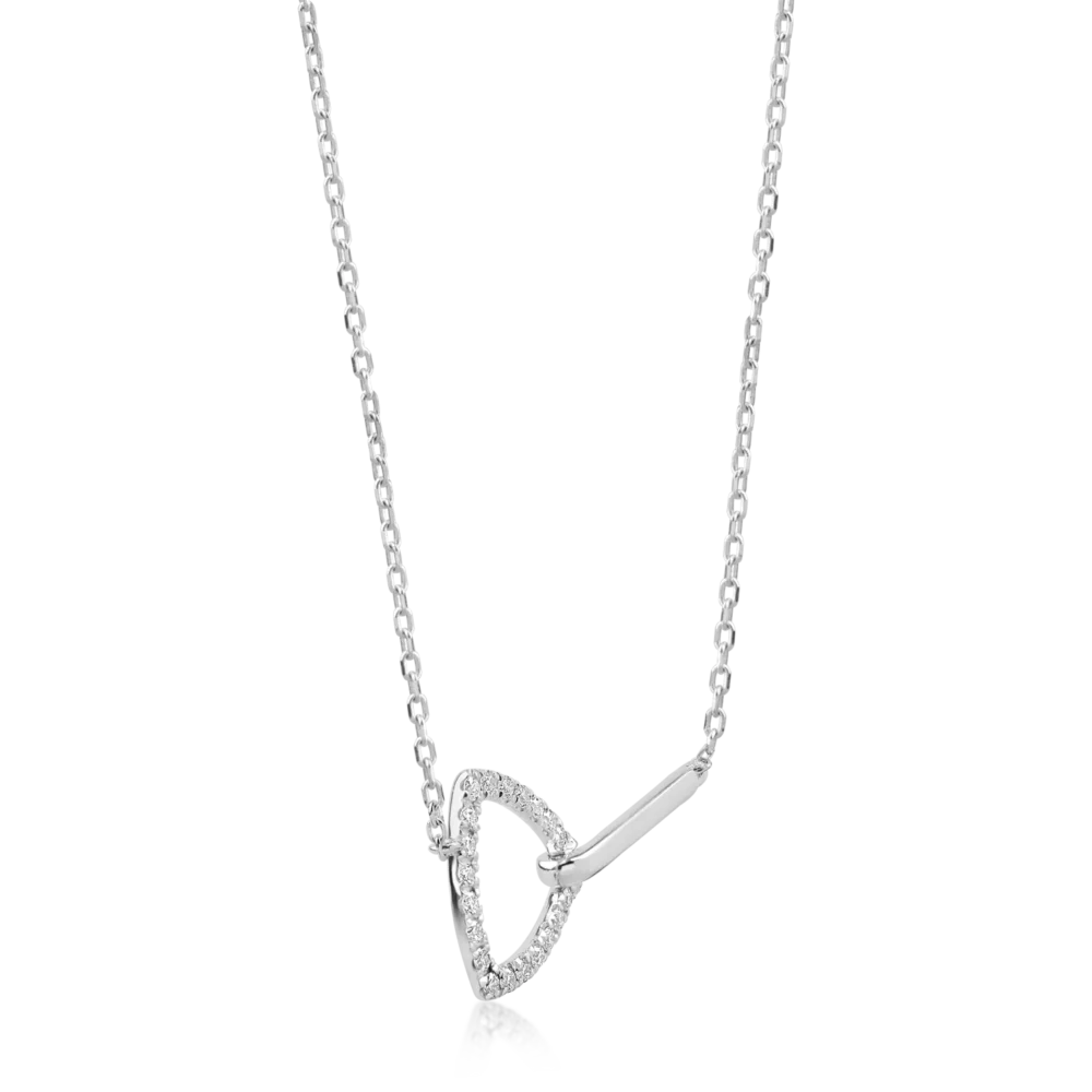 Lant cu pandantiv din aur alb cu diamante de 0.17ct - imagine 2