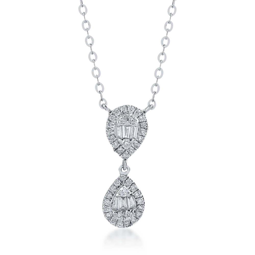 Lant cu pandantiv din aur alb cu diamante de 0.18ct