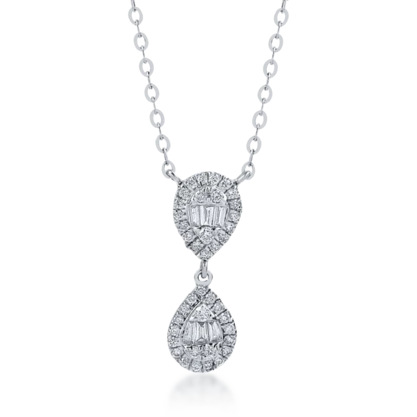 Lant cu pandantiv din aur alb cu diamante de 0.18ct
