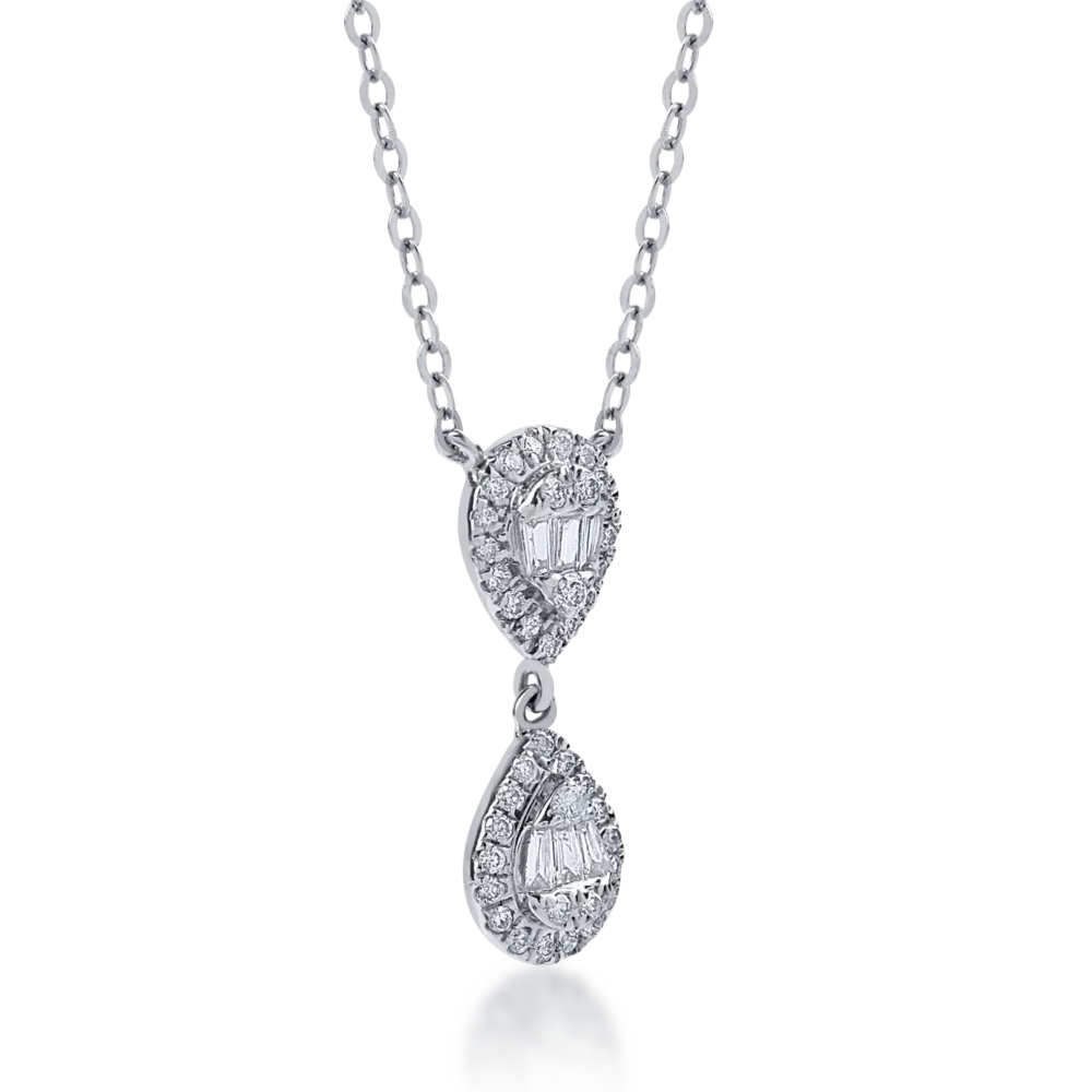 Lant cu pandantiv din aur alb cu diamante de 0.18ct - imagine 2