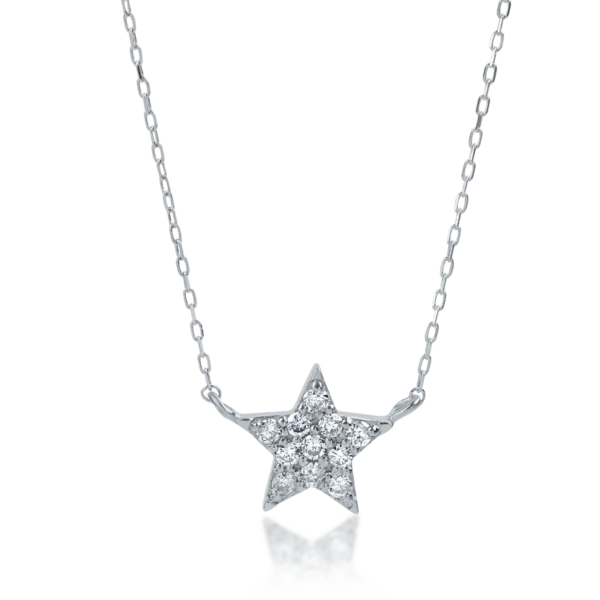 Lant cu pandantiv din aur alb cu diamante de 0.1ct