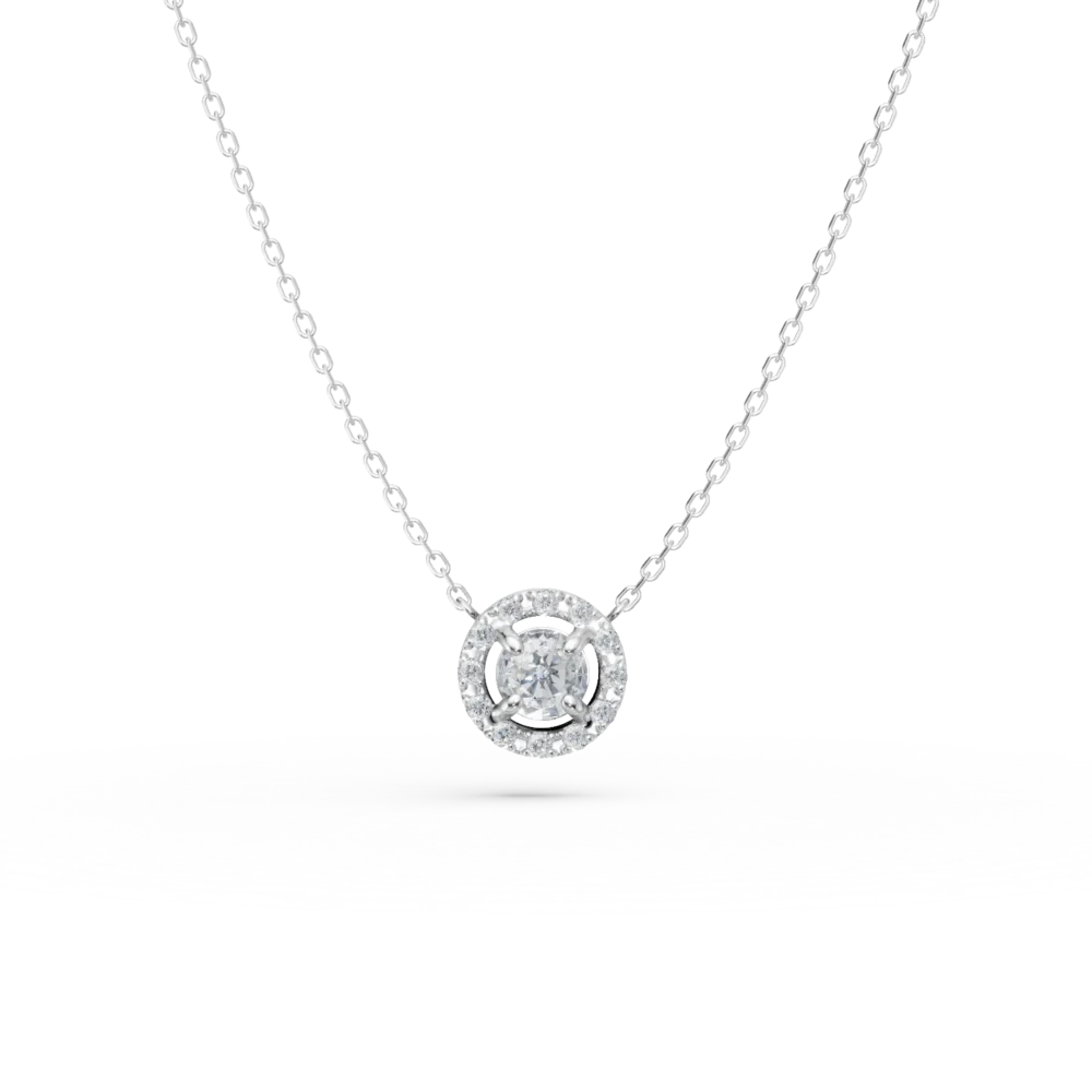 Lant cu pandantiv din aur alb cu diamante de 0.21ct