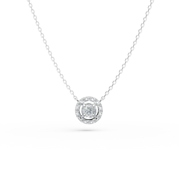 Lant cu pandantiv din aur alb cu diamante de 0.21ct