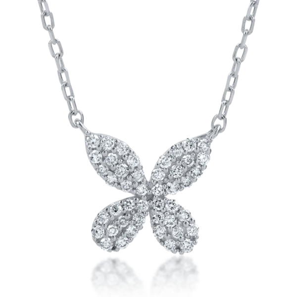 Lant cu pandantiv din aur alb cu diamante de 0.23ct