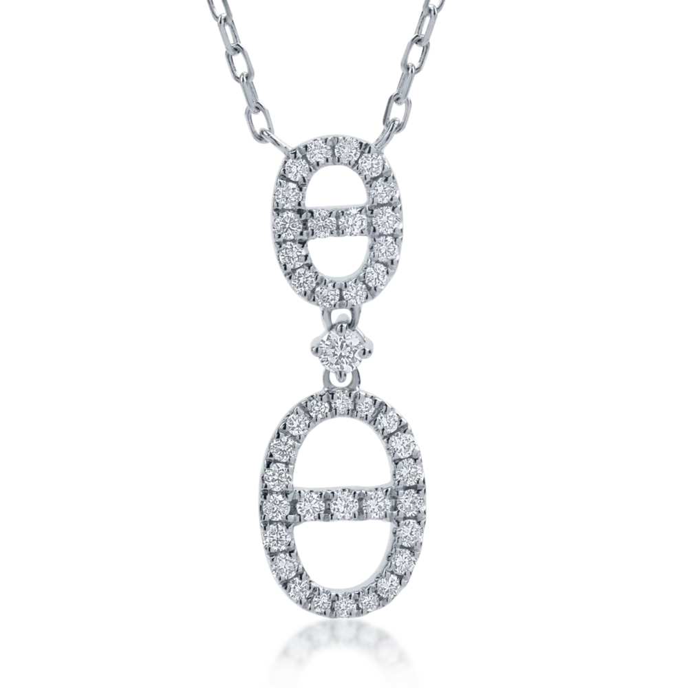 Lant cu pandantiv din aur alb cu diamante de 0.26ct