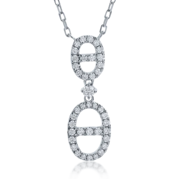 Lant cu pandantiv din aur alb cu diamante de 0.26ct