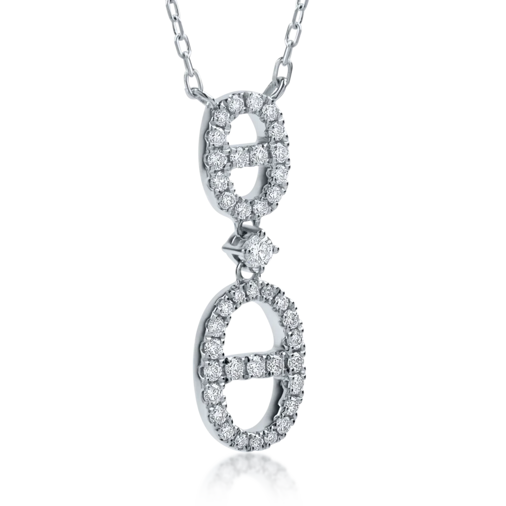 Lant cu pandantiv din aur alb cu diamante de 0.26ct - imagine 2