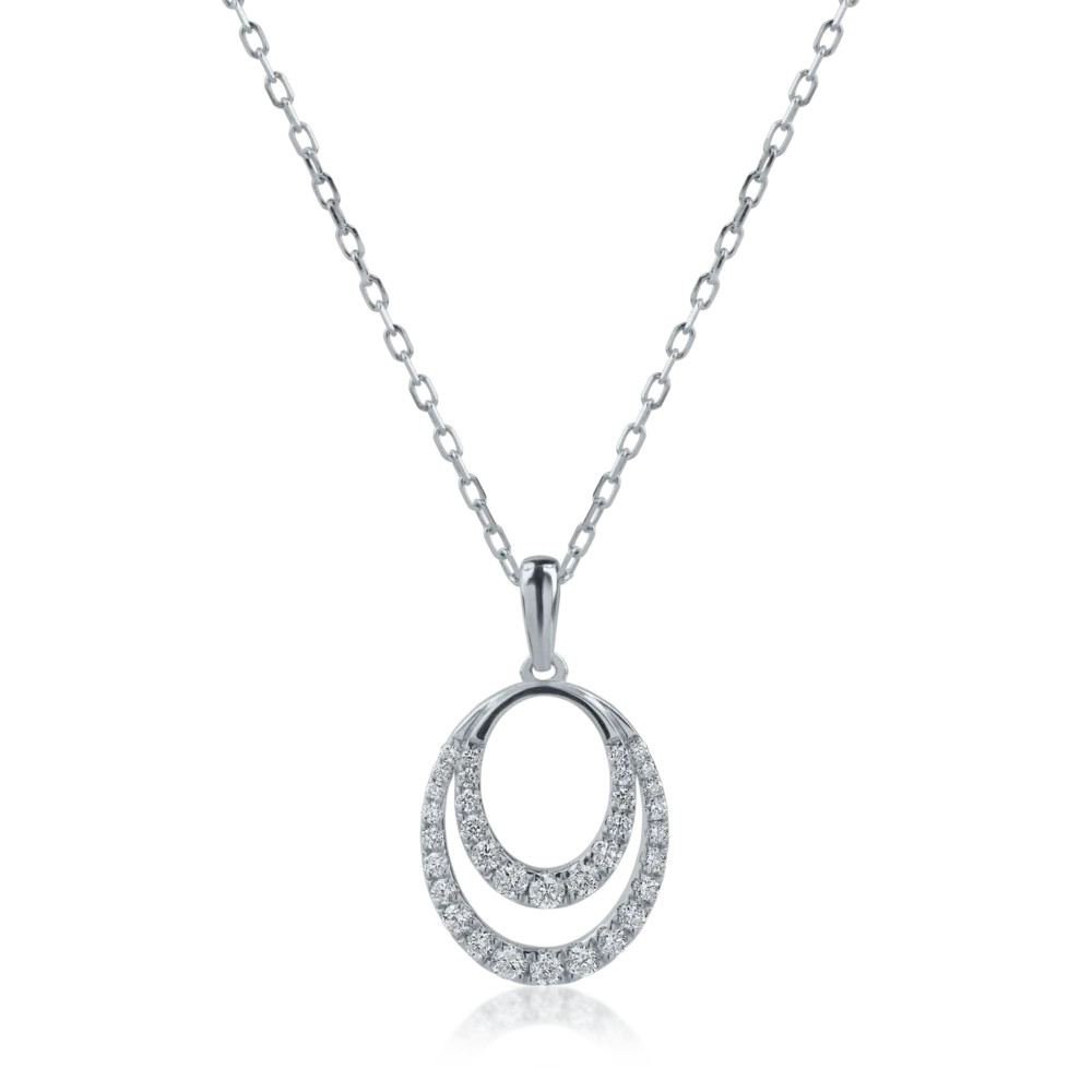 Lant cu pandantiv din aur alb cu diamante de 0.27ct