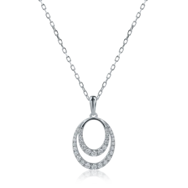 Lant cu pandantiv din aur alb cu diamante de 0.27ct