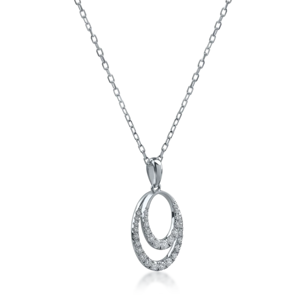 Lant cu pandantiv din aur alb cu diamante de 0.27ct - imagine 2