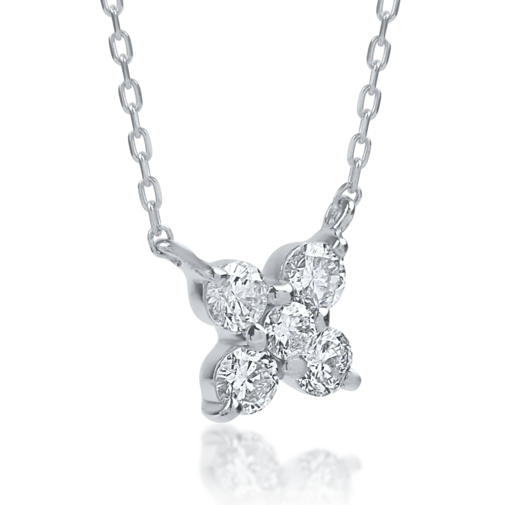 Lant cu pandantiv din aur alb cu diamante de 0.2ct - imagine 2