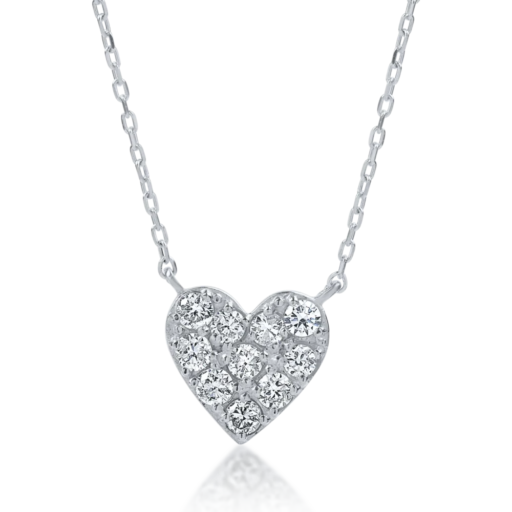 Lant cu pandantiv din aur alb cu diamante de 0.2ct