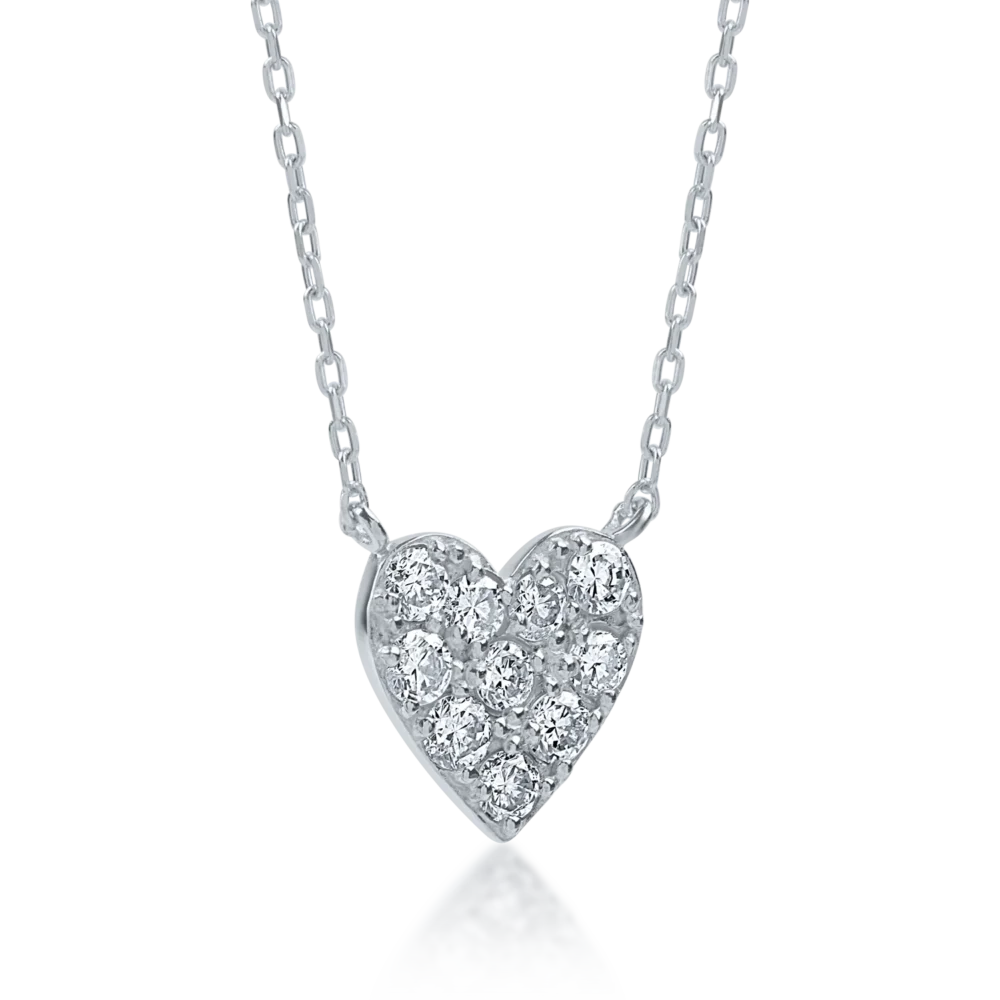 Lant cu pandantiv din aur alb cu diamante de 0.2ct - imagine 2