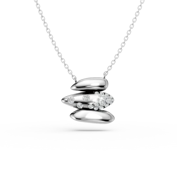 Lant cu pandantiv din aur alb cu diamante de 0.2ct