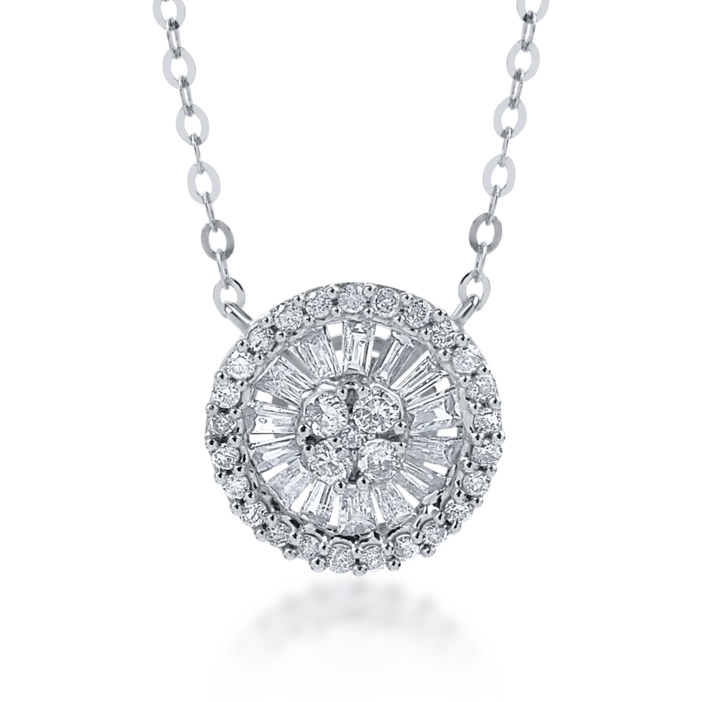 Lant cu pandantiv din aur alb cu diamante baguette de 0.32ct