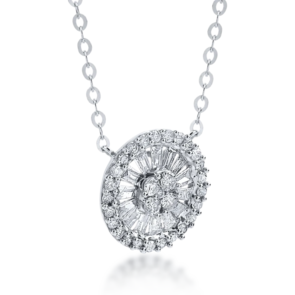 Lant cu pandantiv din aur alb cu diamante baguette de 0.32ct - imagine 2