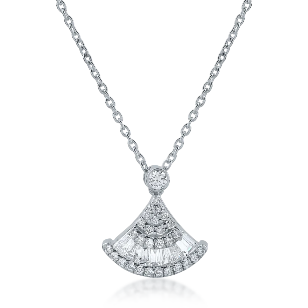Lant cu pandantiv din aur alb cu diamante de 0.36ct
