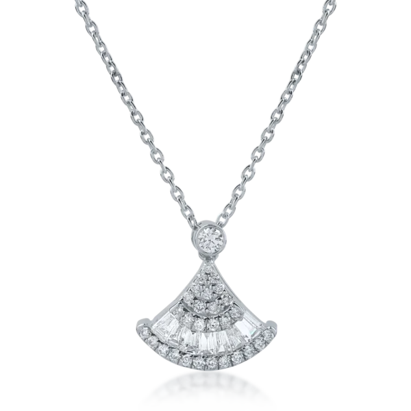 Lant cu pandantiv din aur alb cu diamante de 0.36ct