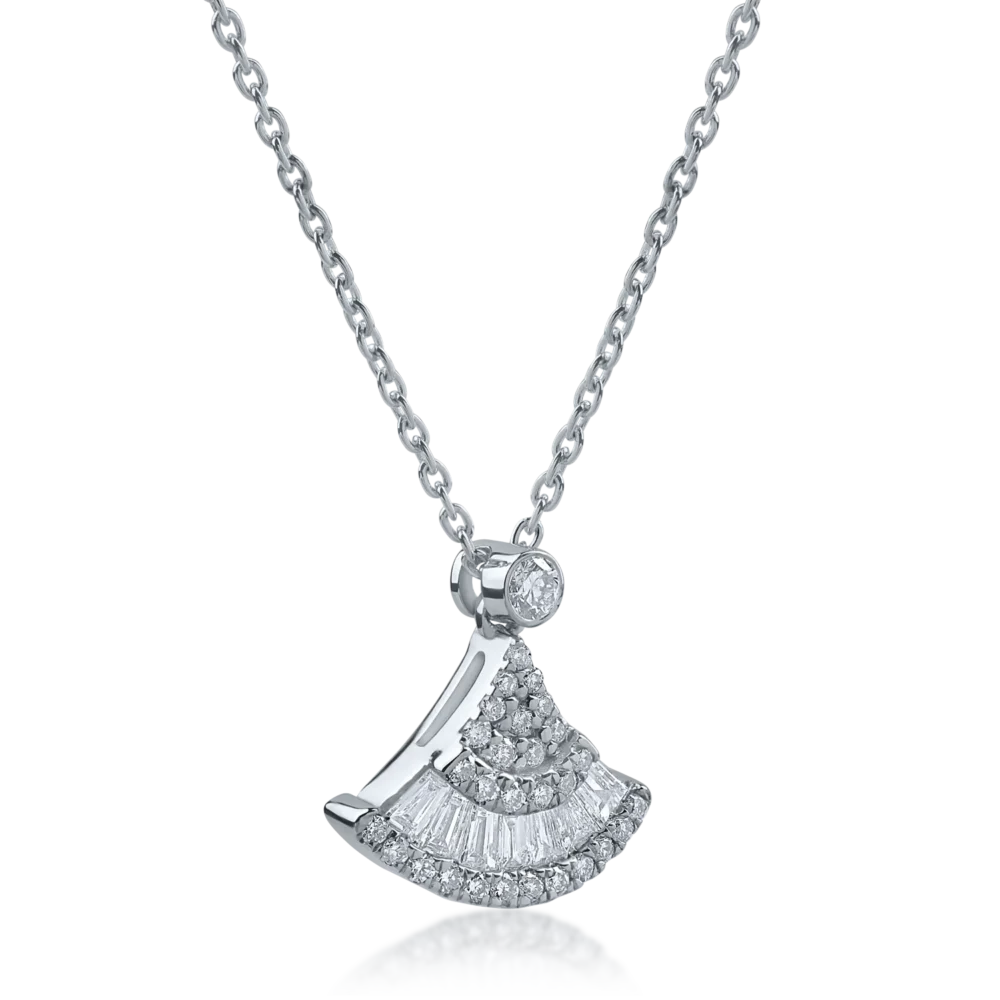 Lant cu pandantiv din aur alb cu diamante de 0.36ct - imagine 2