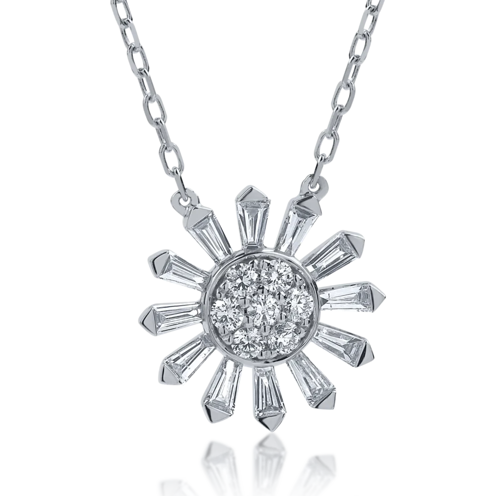 Lant cu pandantiv din aur alb cu diamante de 0.44ct