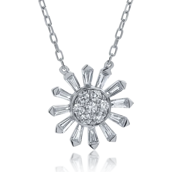 Lant cu pandantiv din aur alb cu diamante de 0.44ct