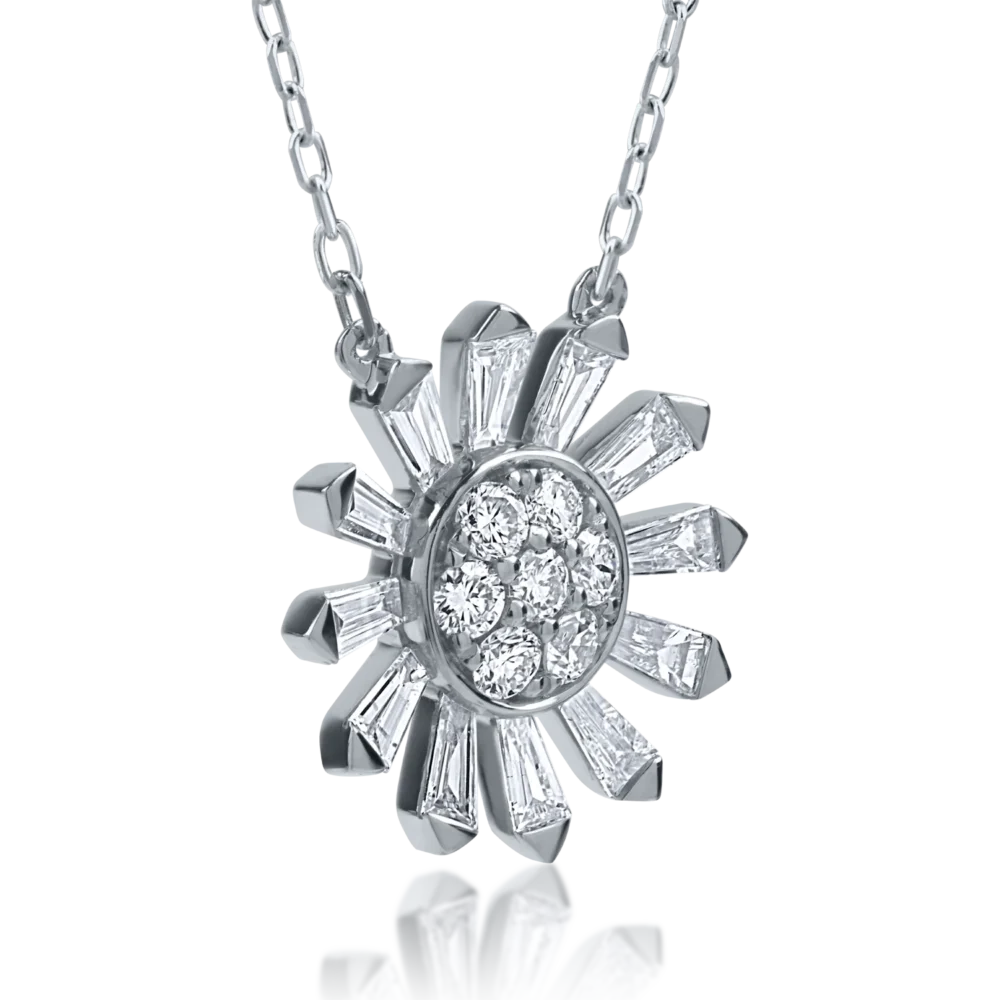 Lant cu pandantiv din aur alb cu diamante de 0.44ct - imagine 2