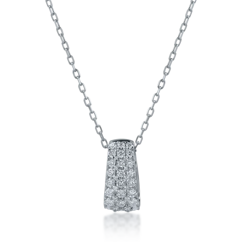 Lant cu pandantiv din aur alb cu diamante de 0.48ct