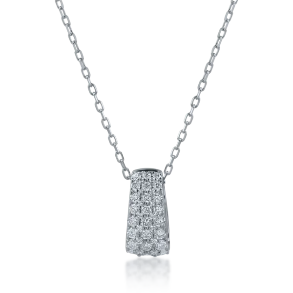 Lant cu pandantiv din aur alb cu diamante de 0.48ct