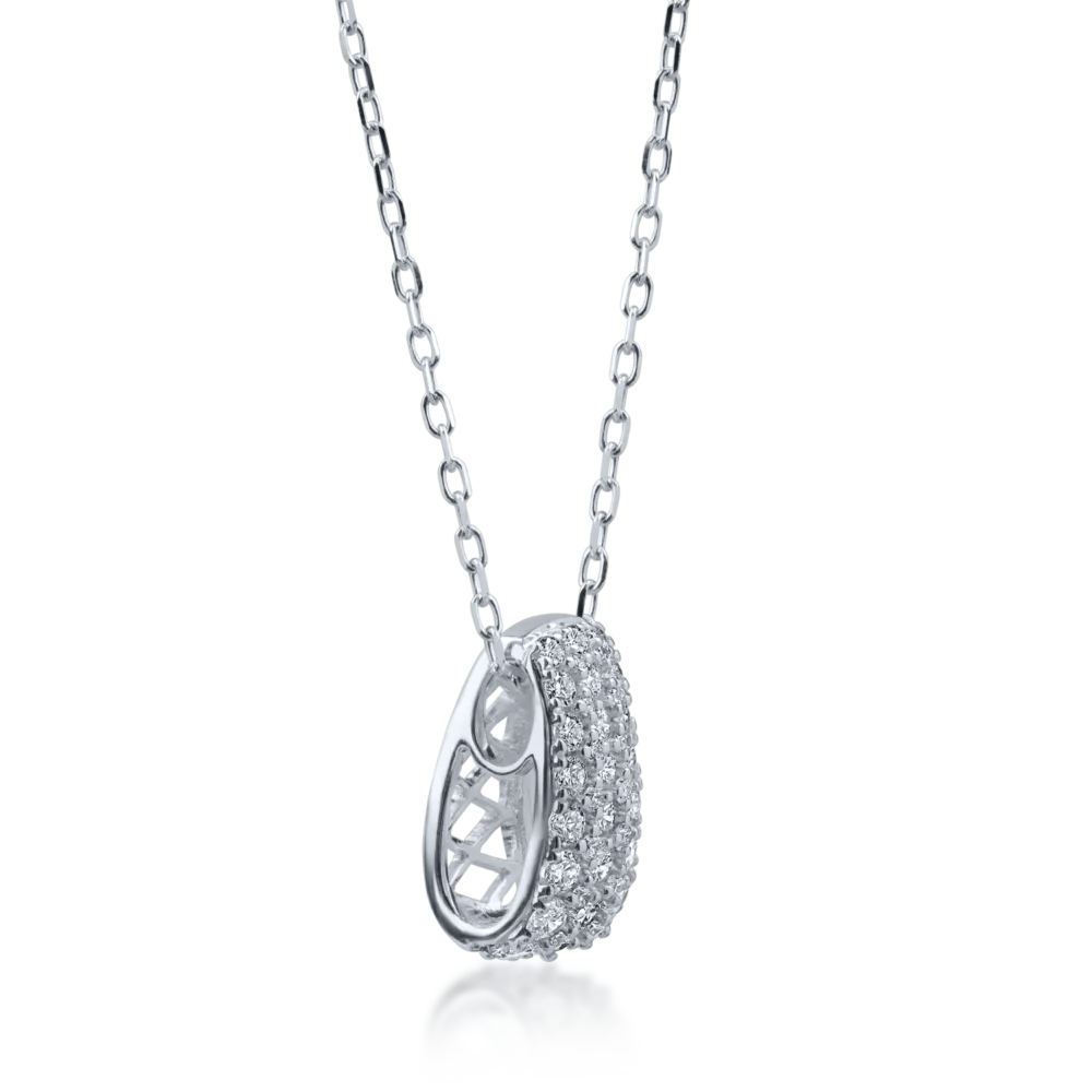 Lant cu pandantiv din aur alb cu diamante de 0.48ct - imagine 2