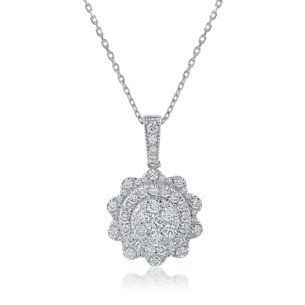 Lant cu pandantiv din aur alb cu diamante de 0.4ct