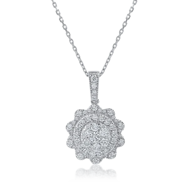 Lant cu pandantiv din aur alb cu diamante de 0.4ct