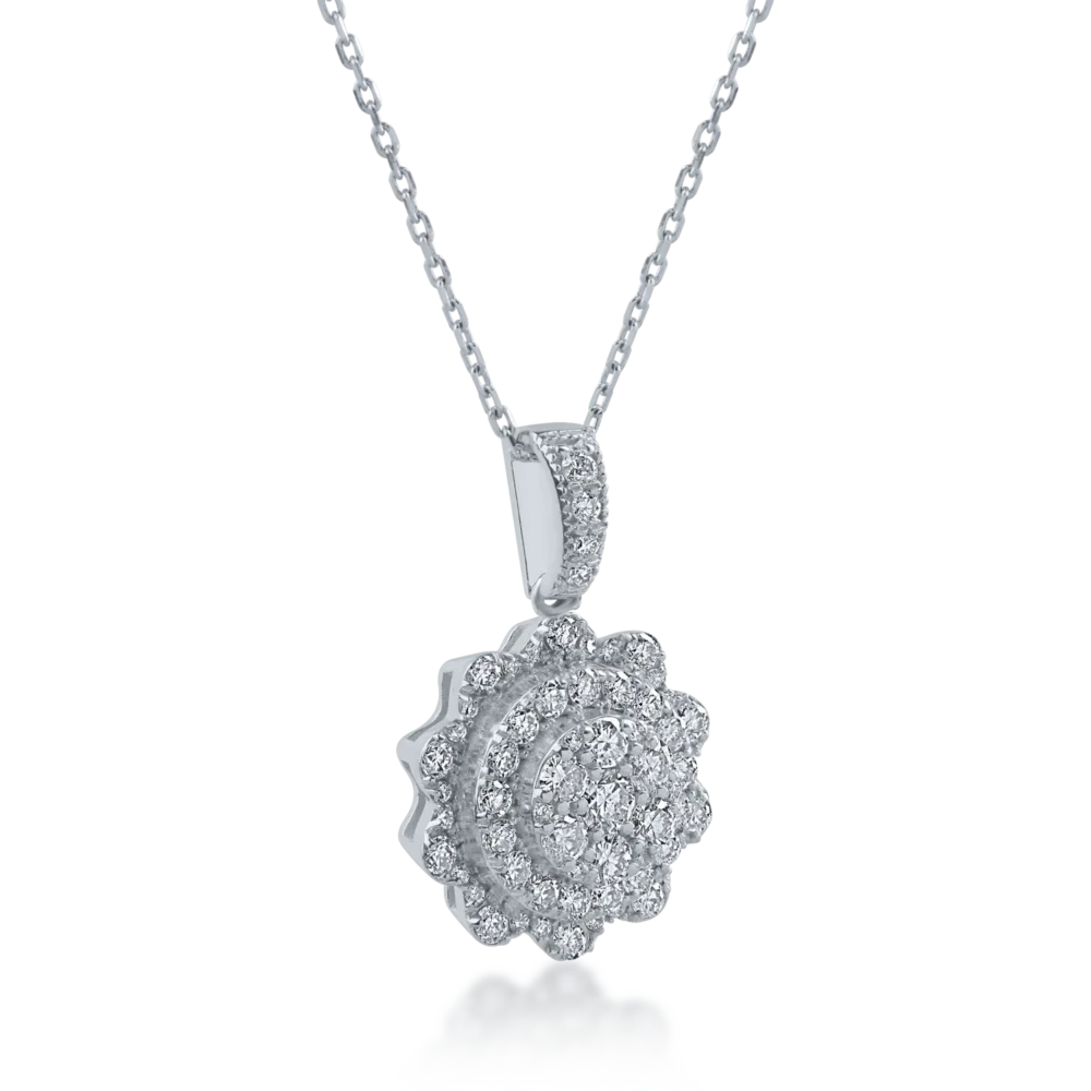 Lant cu pandantiv din aur alb cu diamante de 0.4ct - imagine 2