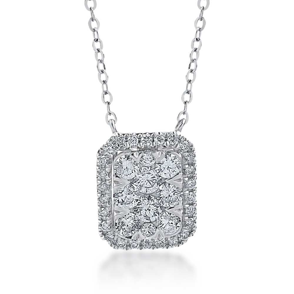 Lant cu pandantiv din aur alb cu diamante de 0.68ct