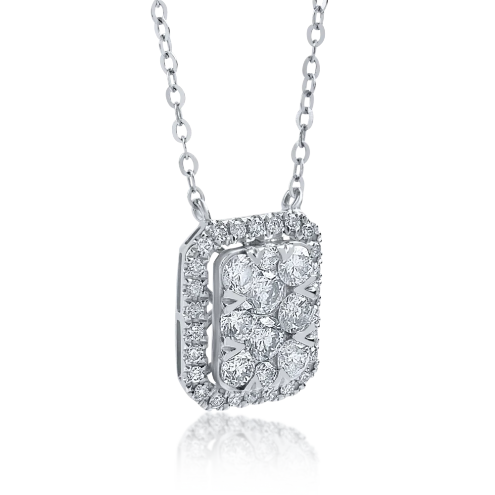 Lant cu pandantiv din aur alb cu diamante de 0.68ct - imagine 2