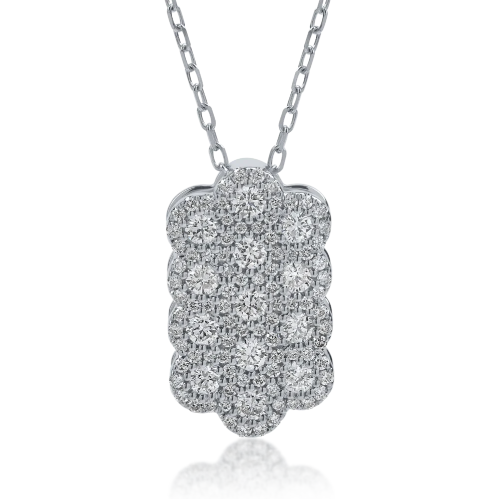 Lant cu pandantiv din aur alb cu diamante de 0.79ct